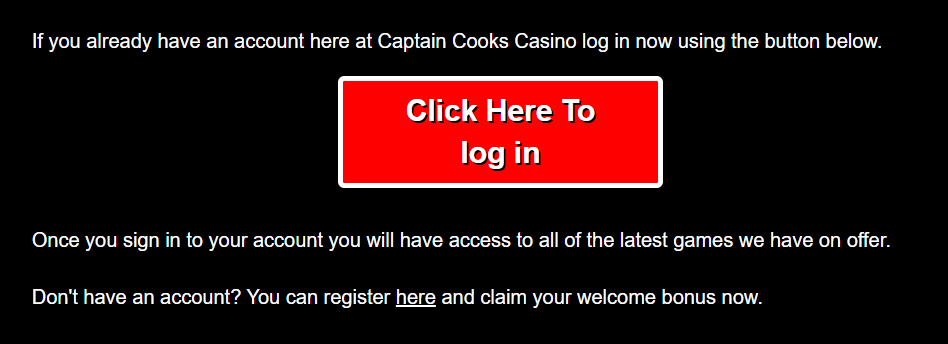 Captain Cooks Casino login